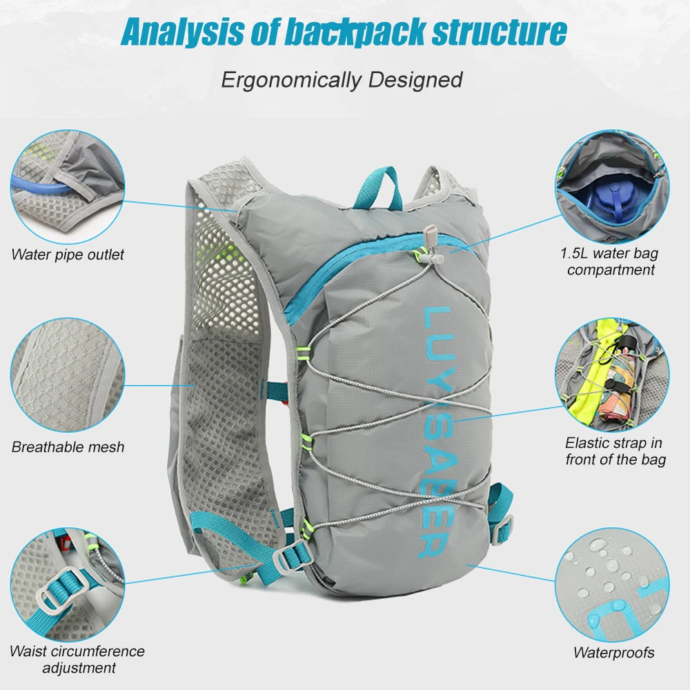 1PCS Running Hydration Vest for Women Men , Hydration Backpack for Hiking Marathon Race 4