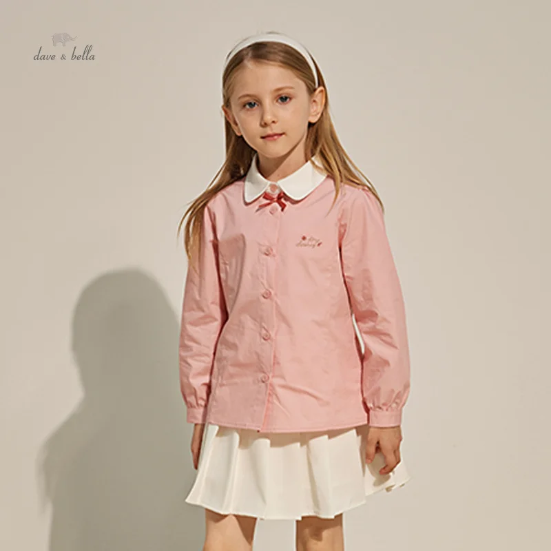 

Детская блузка Dave Bella, одежда для осени, для девочек, милый, милый, удобный, Модный повседневный Топ, для улицы, DK3236518