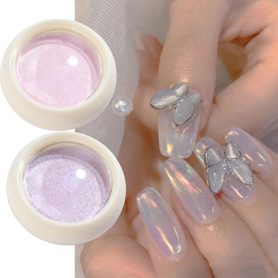 1g Holographic Mirror Nail Glitter Powder Sliver Pink Gold Red Two Colors Nail Art Pigment Solid Dust Magic Decor SAG01-06