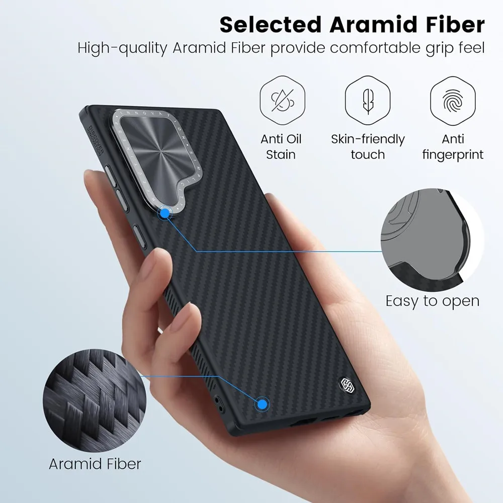 NILLKIN Magsafe Aramid Fiber Case For Samsung Galaxy S24 Ultra With Kickstand Anti-Drop All-Inclusive For Samsung S24 Ultra Case
