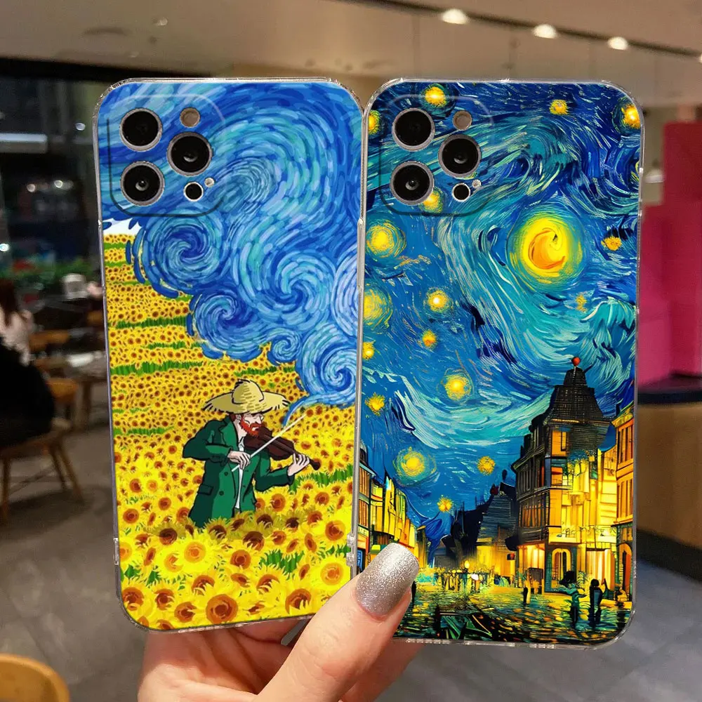 Van Gogh Artistic Phone Case - Cafe Terrace & Starry Night Design