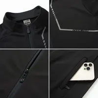 Vêtements de sport décontractés en plein air printemps automne hommes col montant vêtements de sport à manches longues deux pièces hommes Fitness vêtements de sport d'équitation 5