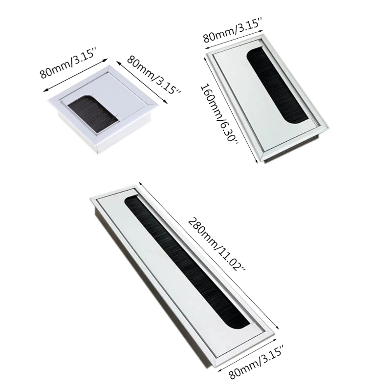 Aluminium Square Rectangle Desk Computer Wire Cable Outlet Insert Hole Cover Table Grommet Hardware