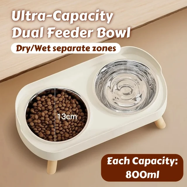 Dopamine Colorful Elevated Pet Feeder: Dual Stainless Steel Bowls with Neck Support - Fashion Food & Water Station for Pets 2