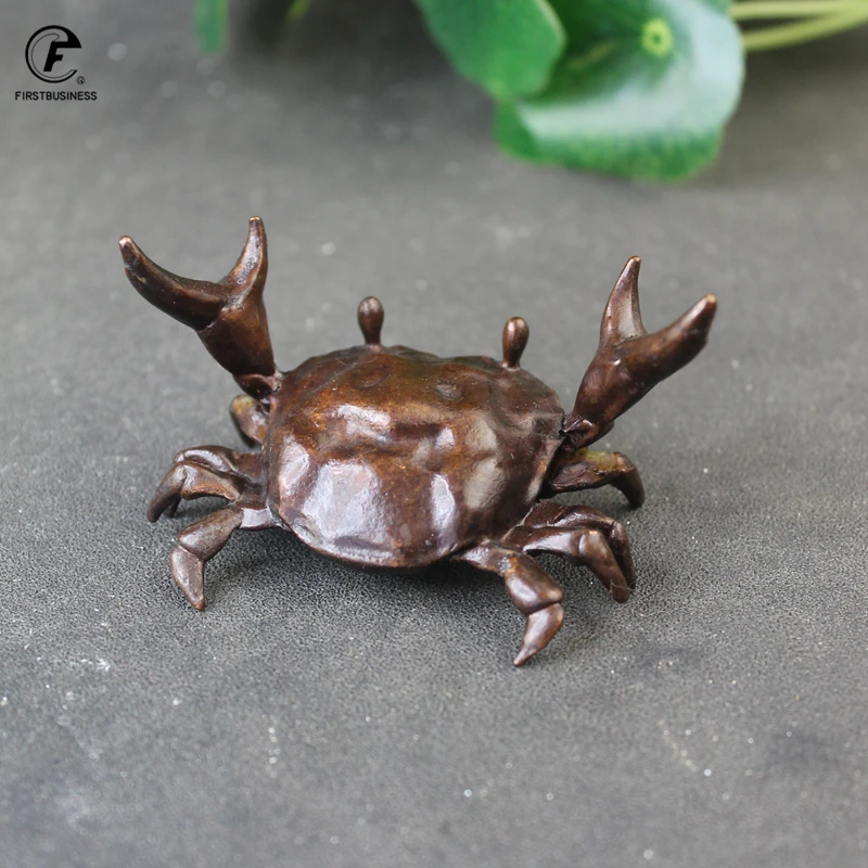 순수 구리 솔리드 게 시뮬레이션 동물 모델 조각상 입상, 미니어처 차 애완 동물 장식, 골동품 청동 공예, 책상 장식 