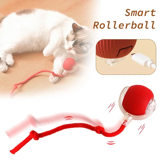 Boule à fausse queue roulante automatique pour animaux de compagnie, jouet électrique intelligent aste, produits pour chats, accessoires pour chats, jouets pour la maison 6