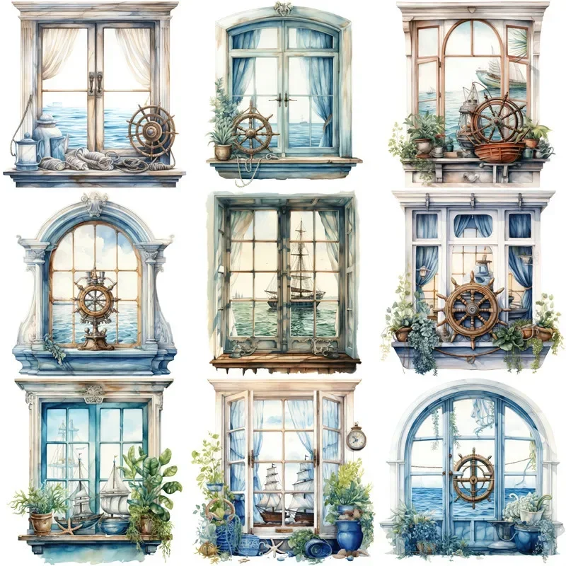 

12Pcs/Pack Navigation Window Sticker DIY Craft Scrapbooking Album Junk Journal Decorative Stickers