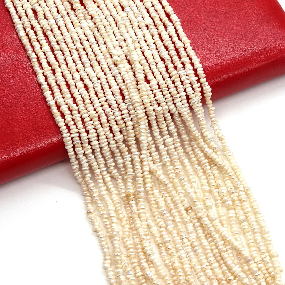 

1strand 3-4mm Natural Freshwater Pearl Loose Beads Round Shaped button Matte Beads White Color DIY for Making Necklace Bracelets