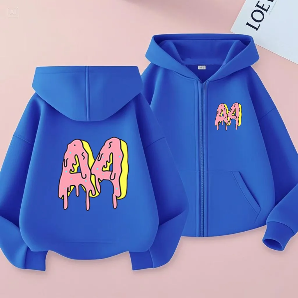 Kinder Produkt A4 Brief Zipper Stil Langarm Top Hoodies Charming Lose Mantel Mädchen Junge 3-12Yrs Freizeit Sweatshirt Kleidung – Detail 10