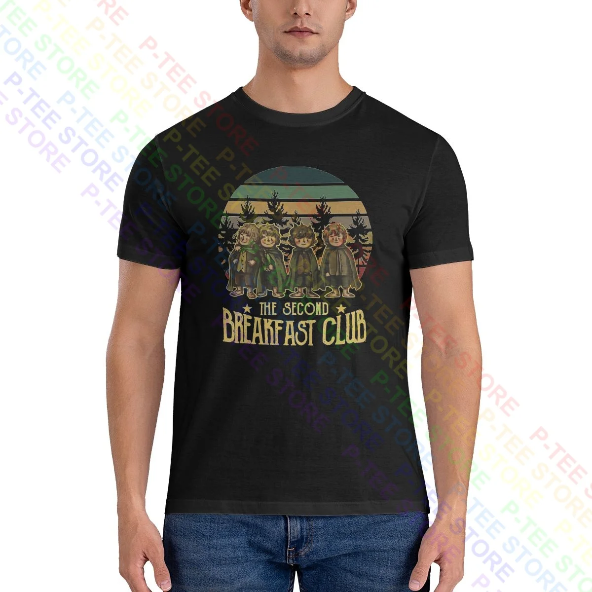 The Second Breakfast Club Adventure Five Hobbits Shirt T-Shirt Rare Cotton Natural Best Quality Tee