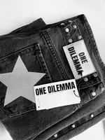 Jean gothique ONE DILEMMA pour femmes, vêtements Y2K, mode, paillettes, étoile à cinq branches, rivets, rétro, taille moyenne, pantalon à jambes larges 2