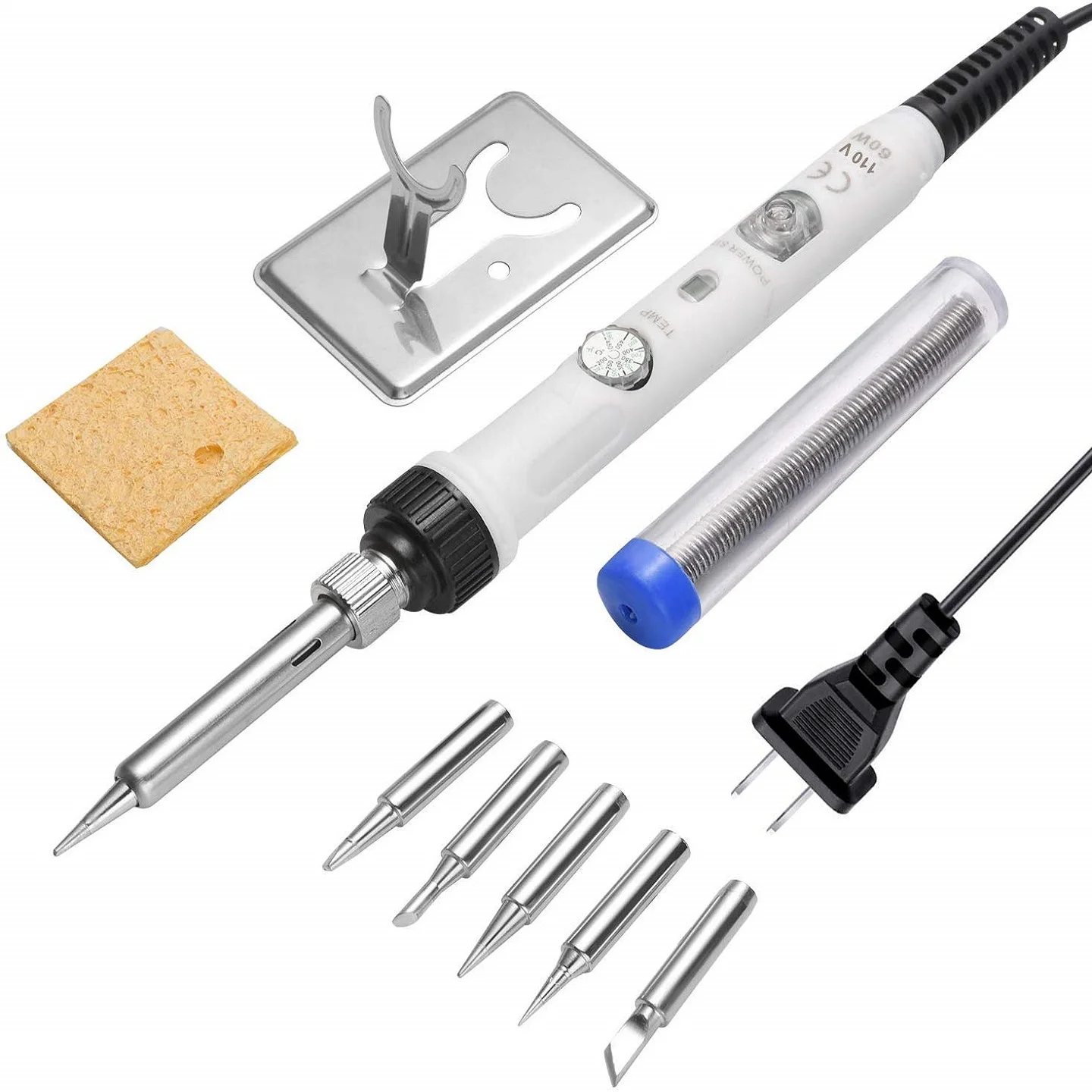 US Plug Adjustable Temperature Electric Soldering Iron 110V 60W Welding Solder Rework Station Heat Pencil Tips Repair Tool Set 60w 80w electric soldering iron temperature adjustable 220v 110v welding solder iron rework station soldering iron tips kit tool