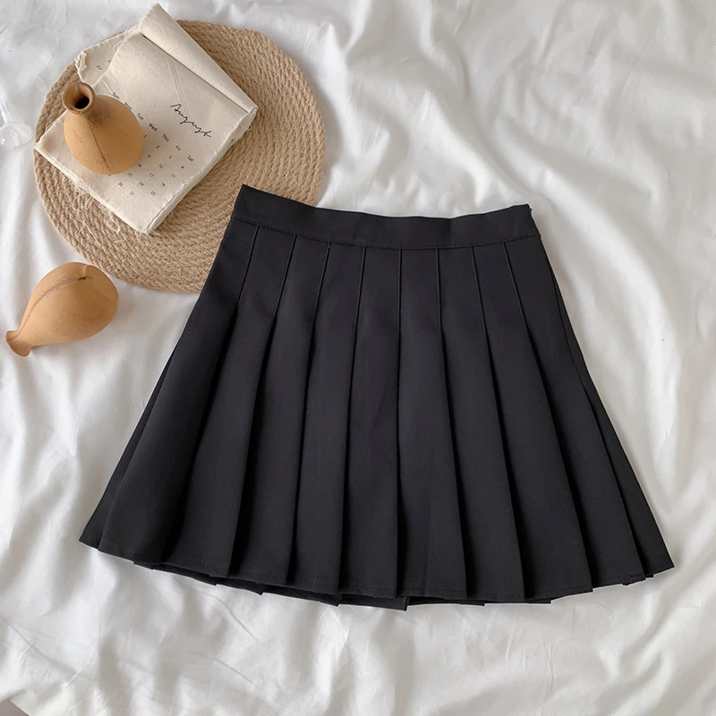 pink skirt Shintimes Fashion Women Skirt Preppy Style Plaid Skirts High Waist Student Pleated Mini Skirt Harajuku Ladies Girls Dance Skirts black denim skirt