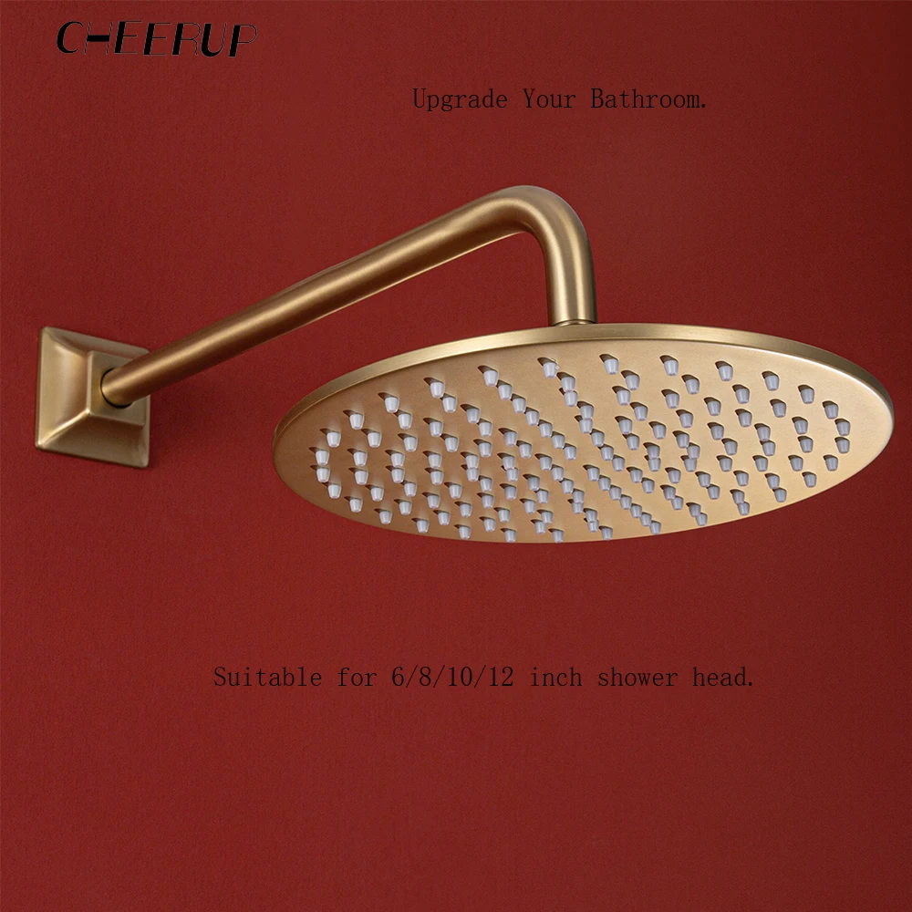 Wall Mounted Shower Arm Extension Pipe 1 6 Inch Shower Head Stainless Steel Bathroom Accessories Brushed Gold