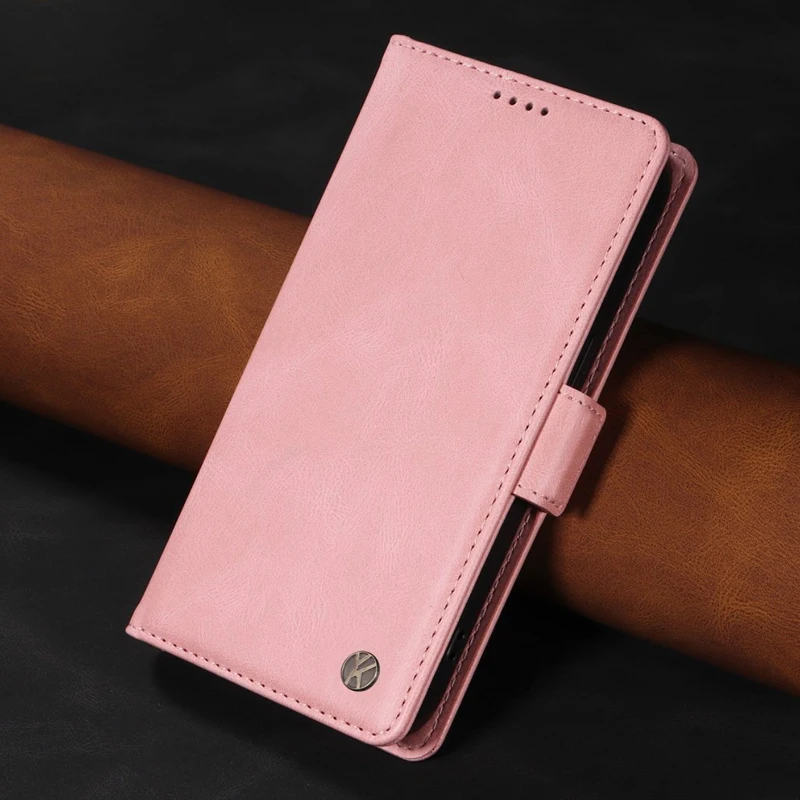 Litchi-Textured Leather Flip Wallet Case with Side Buckle