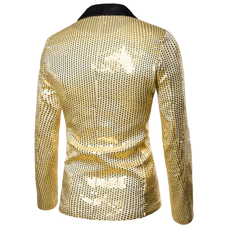 

Shiny Gold Sequins Glitter Tuxedo Blazer Men 2023 Brand One Button Dress Suit Jacket Men Nightclub Stage Singer Blazer Masculino