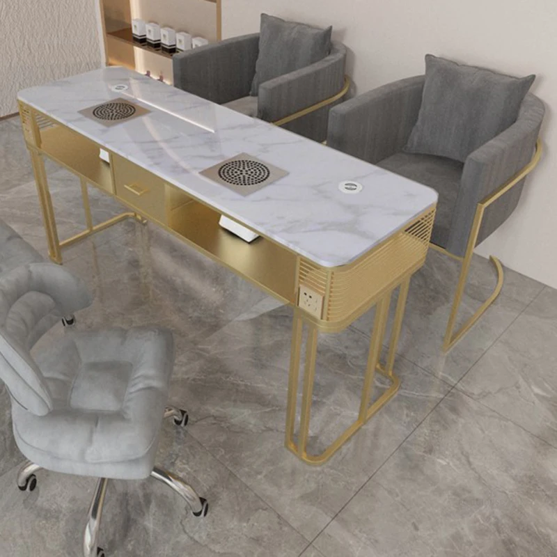Modern Wrought Iron Nail Beauty Tables For Commercial Furniture Manicure Table Household Multifunction Light Luxury Nail Station