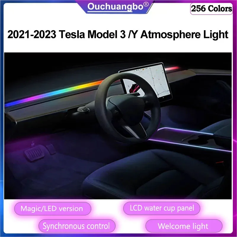 

Ouchuangbo Atmosphere Lamp For Tesla Model 3 Y 2021 2022 Ambient Mood welcome Light Dynamic Backlight Symphony