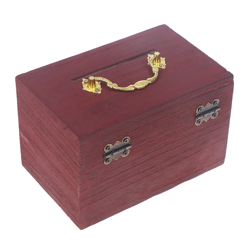 Holzkiste, Passwortsperre, Geldspar-Münzbox, Sparschwein-Organizer mit Schloss, Schatzkiste für Karten, Dollar, Cent, Kindergeschenke – Detail 6