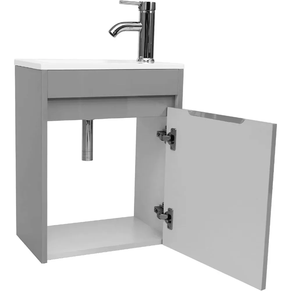 Small Bathroom Vanity Wall Mounted,Small Bathroom Vanity with Ceramic Sink,Bathroom Vanity and Sink Combo 6