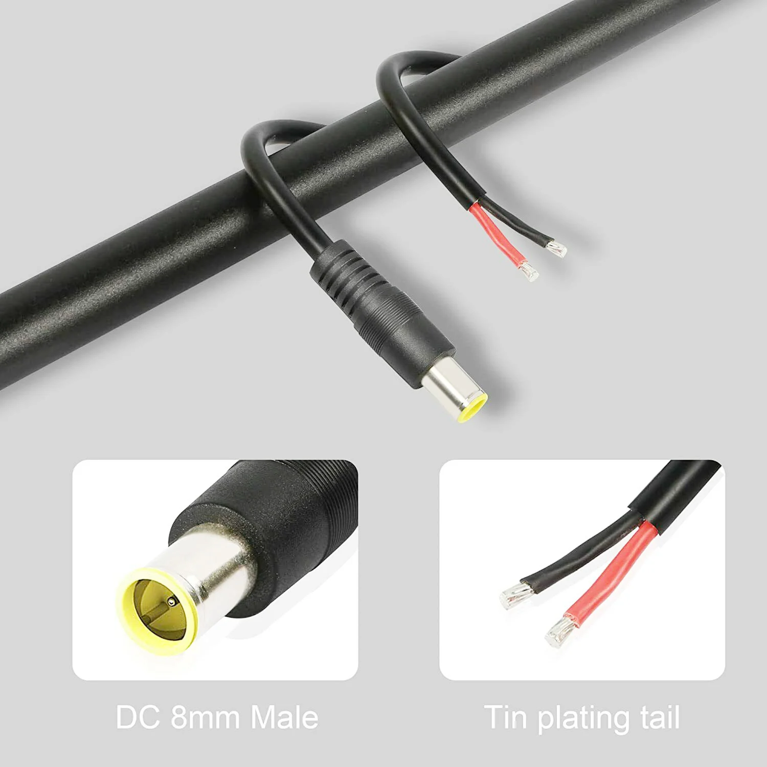 Cabo de alimentação CC 12v 7.9x5.5mm, 8mm,