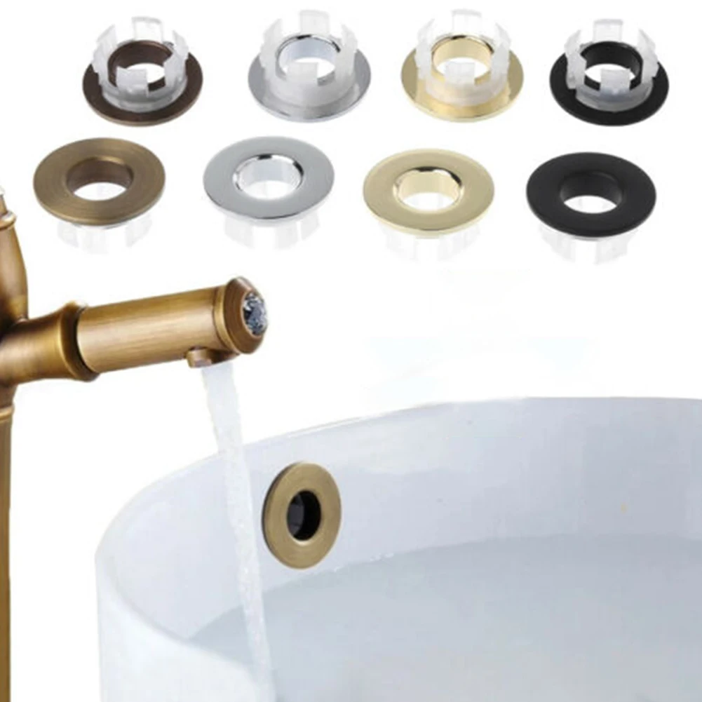 Replacement Brass Made Bathroom Basin Faucet Sink Overflow Cover Black Silver Gold Vintage Bronze With Six-feet  Ring Insert 5