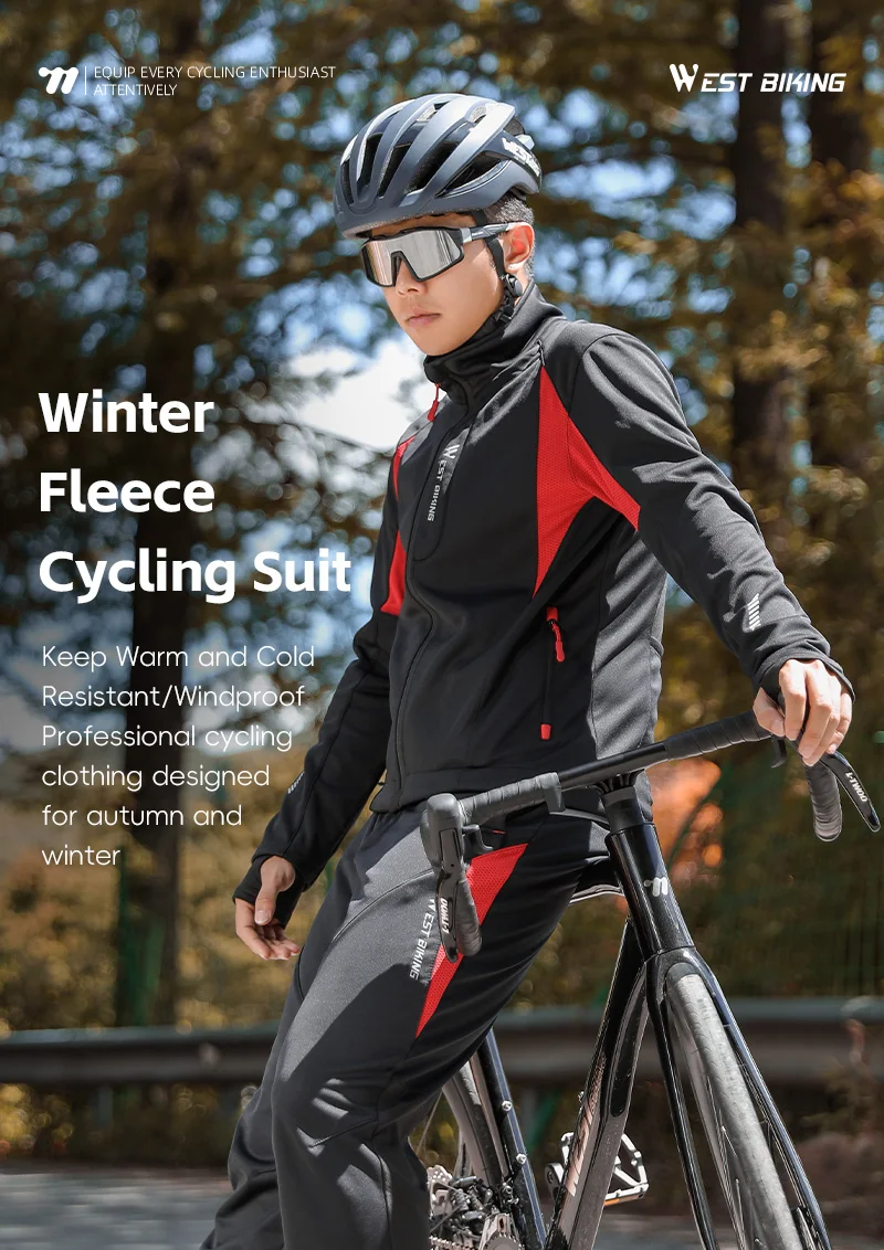 WEST RADFAHREN Winter Radfahren Set Thermische Fahrrad Tragen Radfahren Uniform Kleidung Männer Frauen Warm Halten Winddicht Jersey Radfahren Anzug – Detail 1