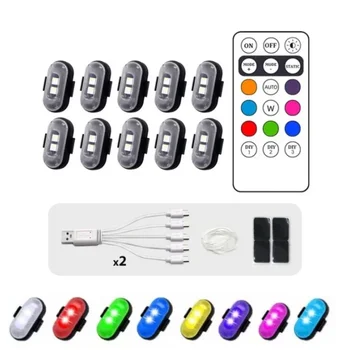 Wireless Remote LED Strobe Light Car Motorcycle Bike Warning Decor Lamp USB Rechargeable Aircraft Indicator 8 Colors Car Lights 1