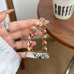 Elegant Minimalist Metal Beaded Watch Band - 42 44 45 46 49mm (Rose golden)