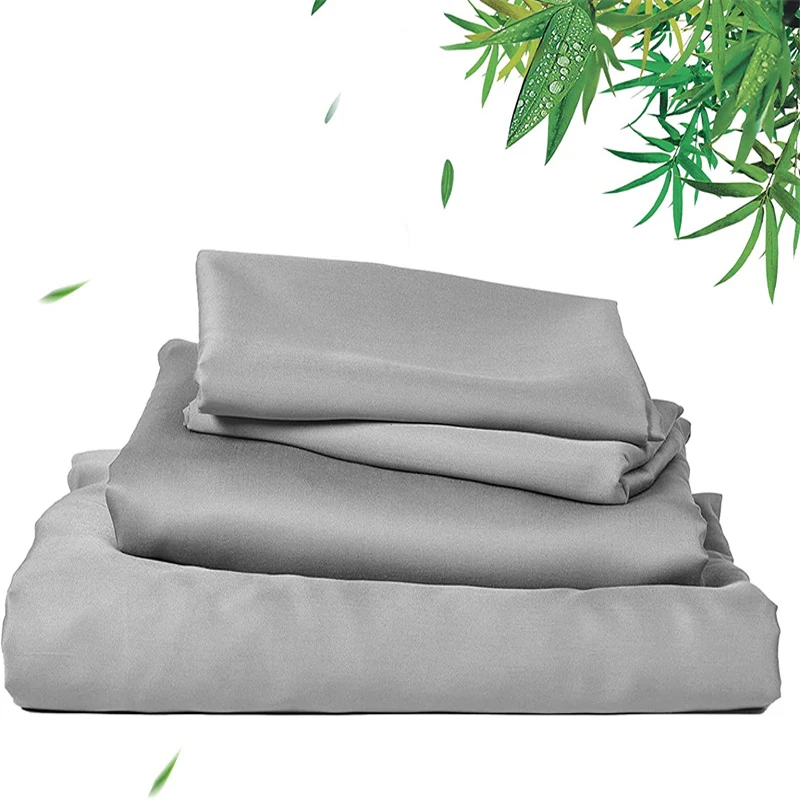 Levoo 4-teiliges Bambus-Bettlaken-Set Queen Size – Extra Tiefe Tasche, Seidig Weich & Temperaturregulierend