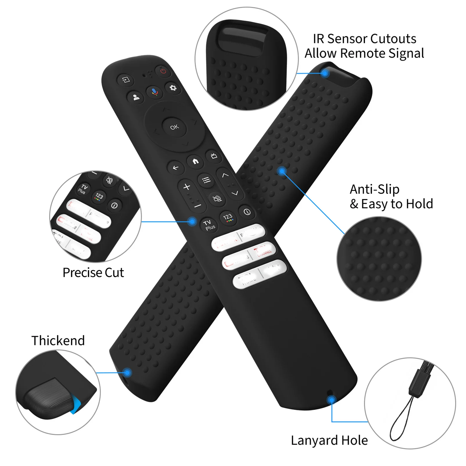 1PC Silicone Remote Controller Cases Protective Covers For TCL Smart TV Shockproof Remote Control Sleeve With Hanging Rope