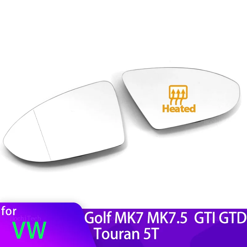 For Volkswagen VW Golf 7 MK7 / MK7.5 GTI GTD 2012-2021 Touran 5T Replacement Heated Clear Rear View Side Mirror Glass Lens