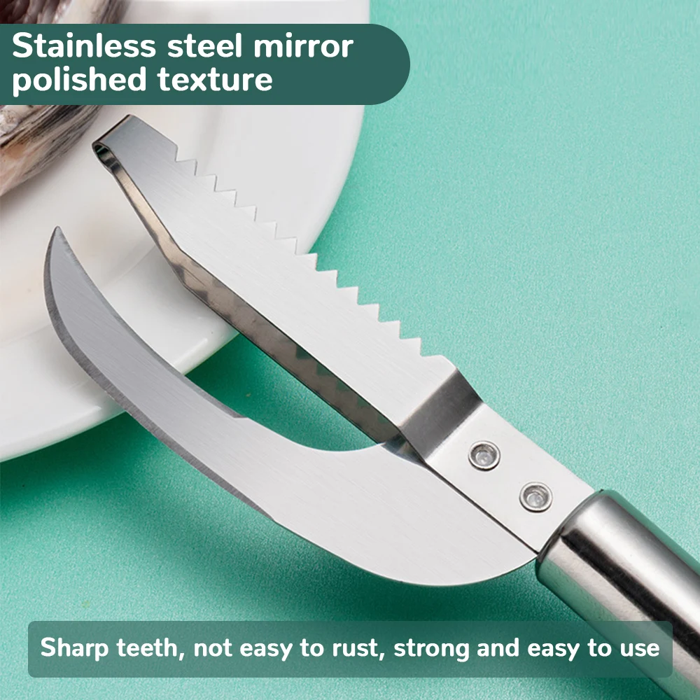 Fish Scale Knife Stainless Steel 3 In 1 Fish Scale Knife Cut/Scrape/Dig Maw Knife Scale Scraper Sawtooth Peelers Scraping Boning Filleting Tools