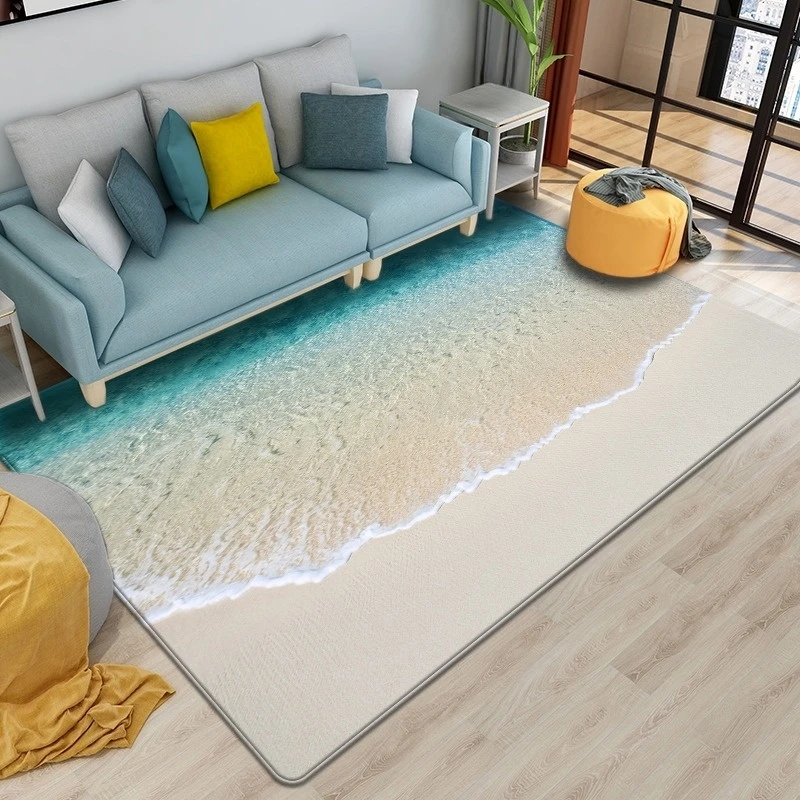 Beach Waves 3D Printed Carpets for Living Room Kids Room Rug Kitchen Mat Floor Carpets Modern Entrance Mat Home Bathroom Rugs images - 6