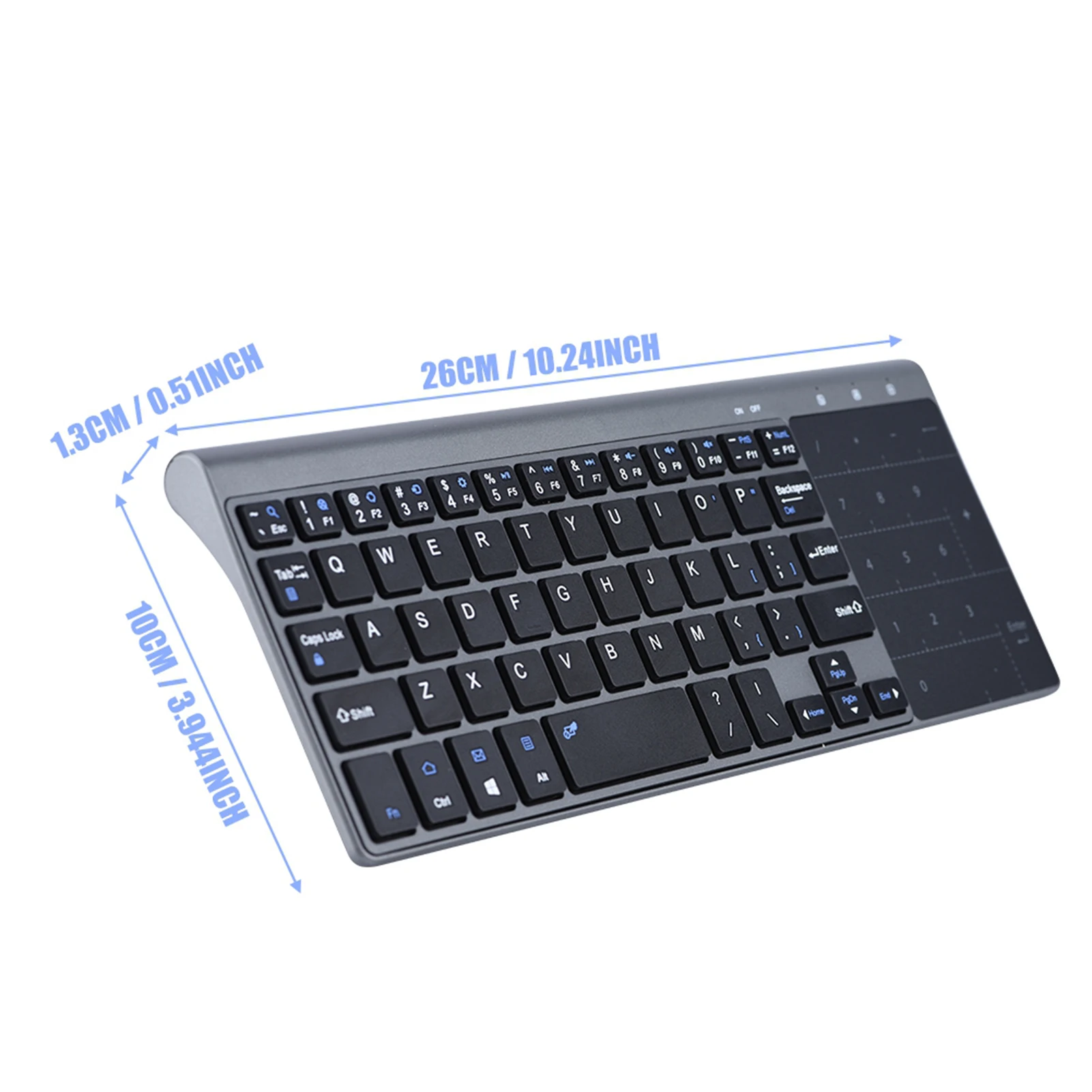 PC 노트북 TV 박스용 휴대용 슬림 컴퓨터 키보드, 터치패드 포함, 2.4Ghz 무선 키보드, 59 키