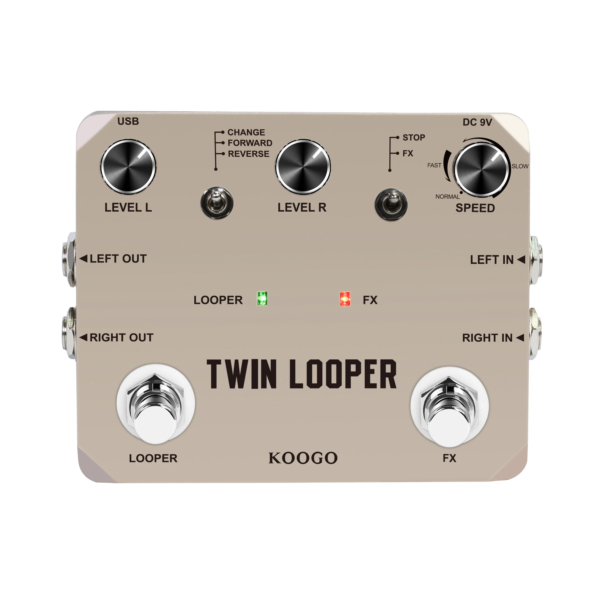 Koogo Twin Looper Electric Guitar Effect Pedal Loop Station 11 Tipi Di Riproduzione Con 10 Minuti Di Tempo Di Registrazione True Bypass