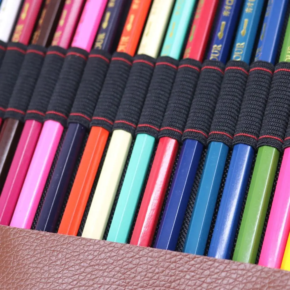 Hot 24/36/48/72 Holes Makeup Wrap Holder Roll Up Pen Bag Thick Canvas Pen Curtain Stationery Organizer School Office Supplies 4