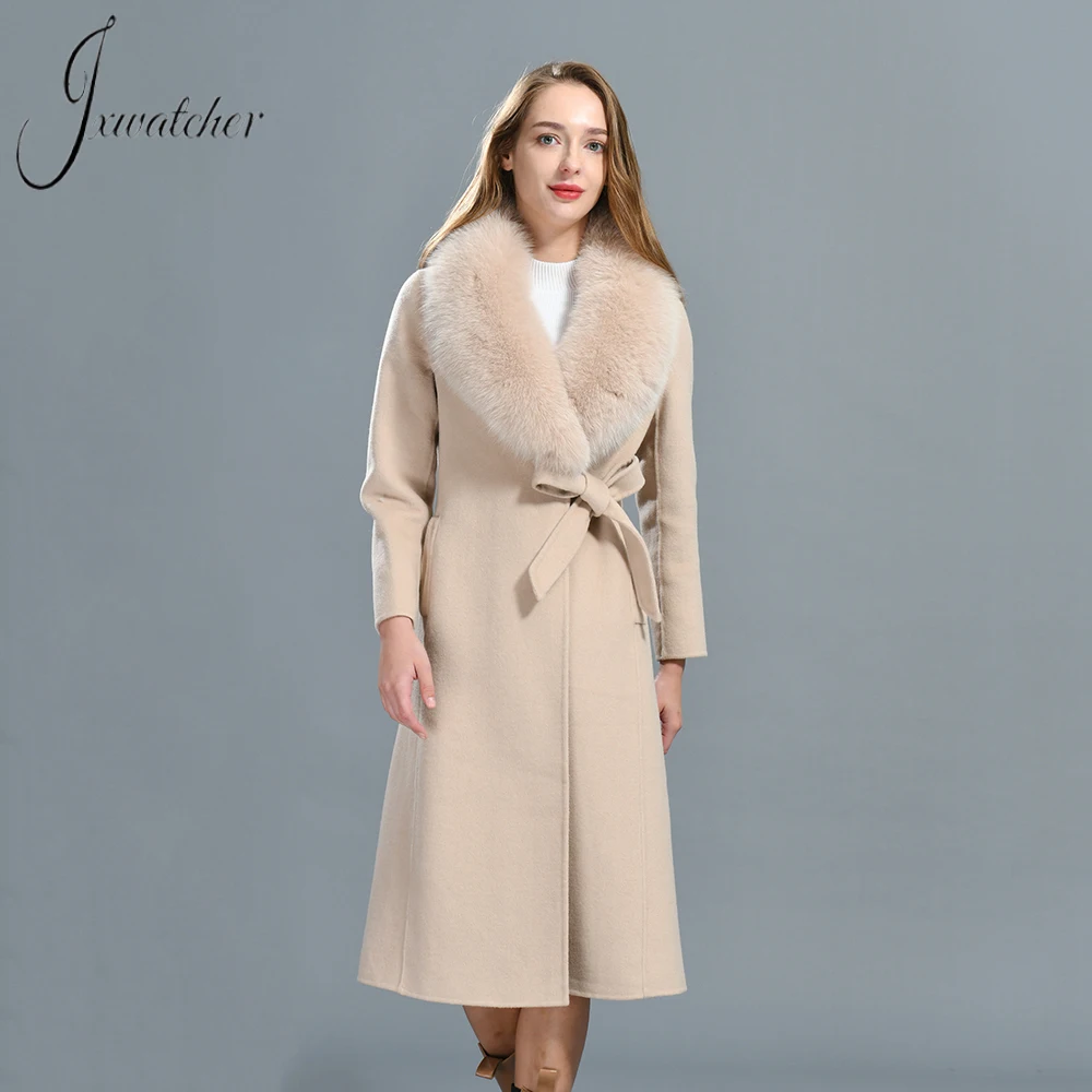 Abrigos mujer invierno Mujer abrigo largo de lana elegante mezcla abrigos  delgado femenino abrigo de piel prendas de vestir exteriores chaqueta