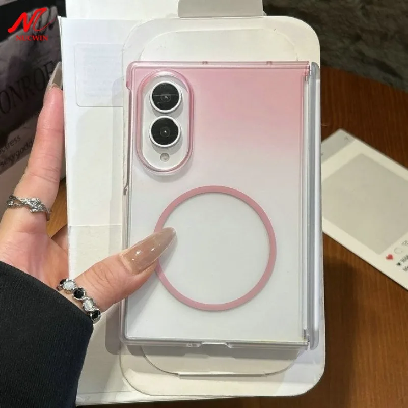 Gradient Color Matte Translucent Hinge Protection Case for Wide Foldable Smartphones