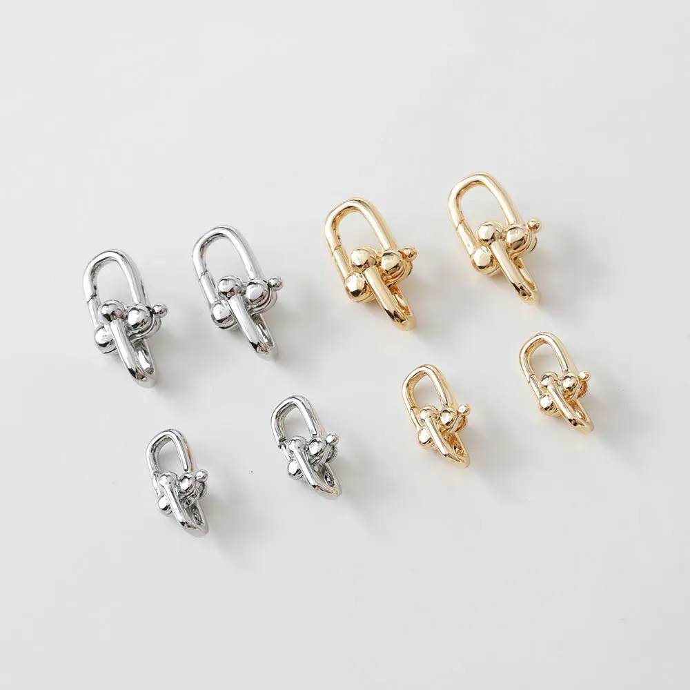 

2PCS 14k Gold Plated U-shaped Bracelet Brass Spring Buckle Necklace Jewelry Making Supplies DIY Hand Made Accessories