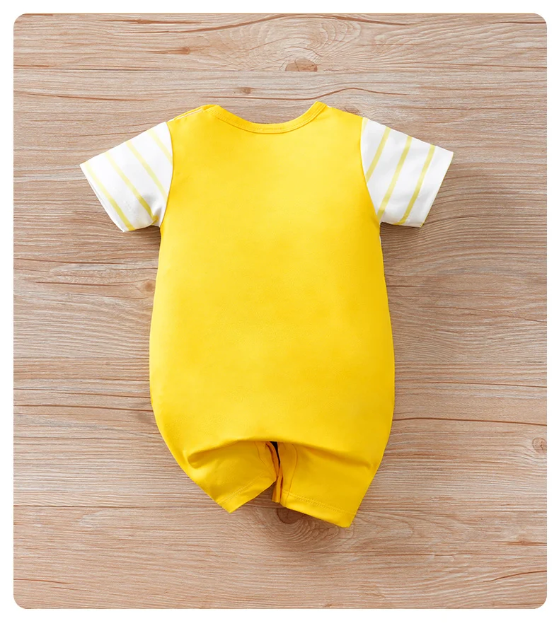 Unisex baby summer romper with pastorale animal print design.