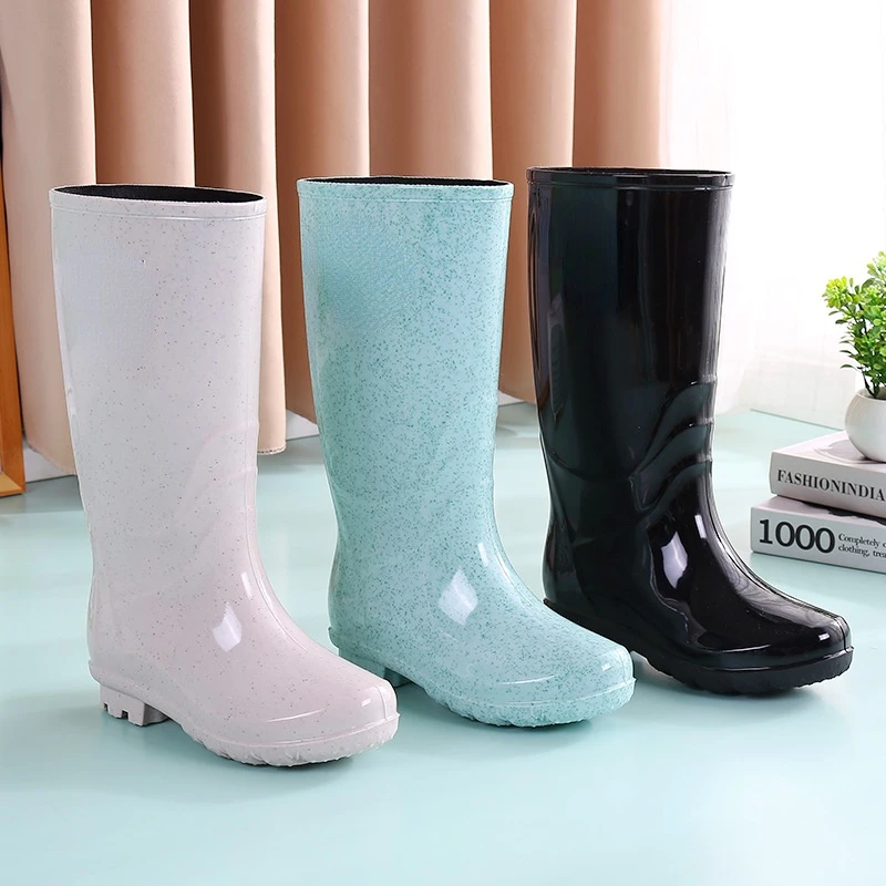 Botas de lluvia moda para mujer, zapatos de agua de calidad para exteriores, botas de nieve más terciopelo, zapatos de tubo medio, zapatos de goma antideslizantes 40| | - AliExpress