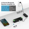 Herdio 4-Channel Bluetooth Amplifier 200W Power Output With 24V5A AC-DC Power Supply Wall Mount USB/MIC/AUX For Passive Speakers 1