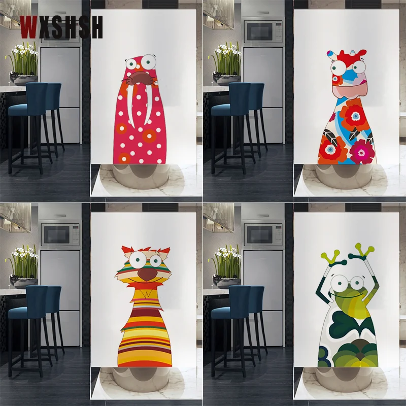 

Декоративная оконная пленка для конфиденциальности статическая липкая ПВХ Мультяшные животные водонепроницаемый без клея съемные наклейки для окон домашний Декор для дома