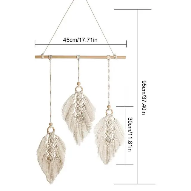 Makrame Fal Lógó Szőtt Levél Gobelin Művészet Gyönyörű Medál A Boho Otthoni Dekorációhoz Apartman Óvodai Dekorációk - Image 6