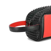 Rivets Clutch PU Leather Purses for Women Fashion Multi-Pocket Handbag Zipper Wallet Party Black - Image 4