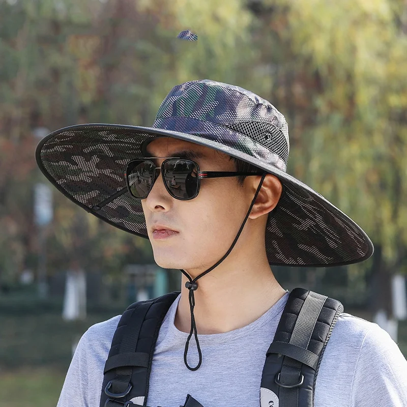 Summer Big Eaves Fisherman Hat Sunscreen Outdoor Hiking Fishing Breathable Hat Waterproof Quick Drying Breathable Umbrella Cap