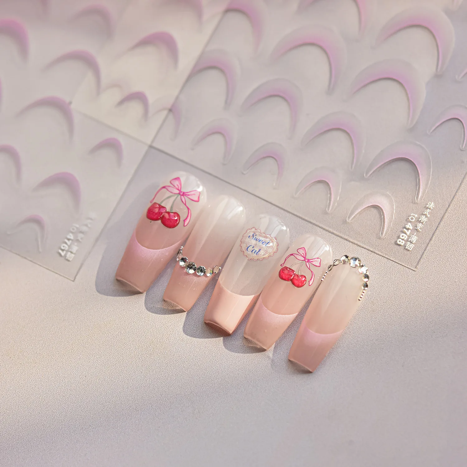 Elegant White French Gradient Nail Art Stickers High Quality Basic Version Adhesive Decal Art Idea Decoration Accessories T-4403 6