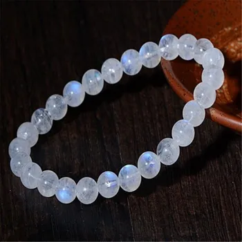 12mm White Moonstone Gemstone Mala Bracelet 7.5 inches Casual Men Jewelry Lovers Contemporary Cuff Charm Bangle Handmade 1