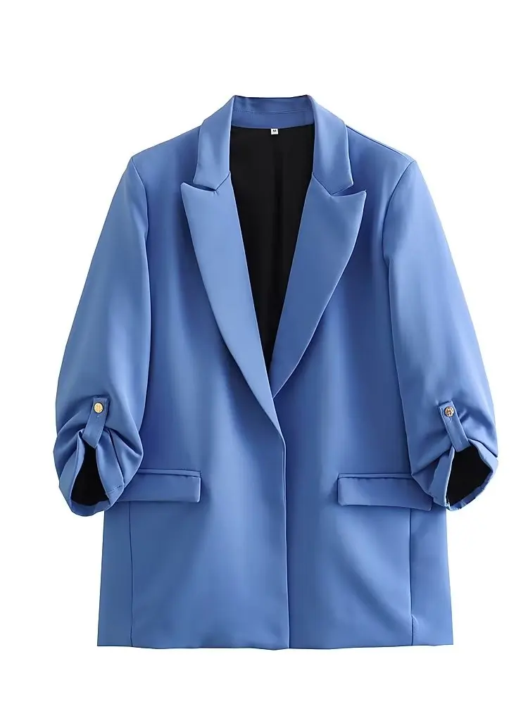 

Блейзер Женский офисный с лацканами, элегантный пиджак с длинным рукавом, винтажный Повседневный однотонный костюм, осень